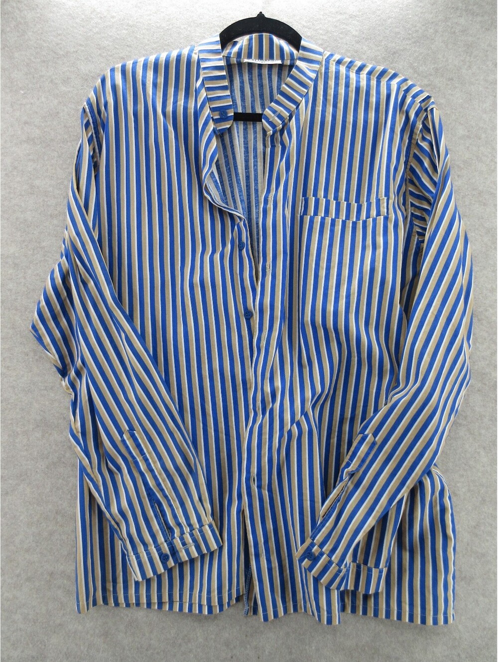 Marimekko Finland Vintage Striped Button Down Shirt Blue Tan Size 41